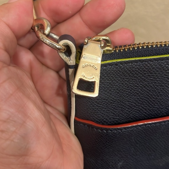 Coach Colorblock Crossgrain Leather Crossbody Bag | Navy, Red, Yellow Trim - Picture 6 of 15